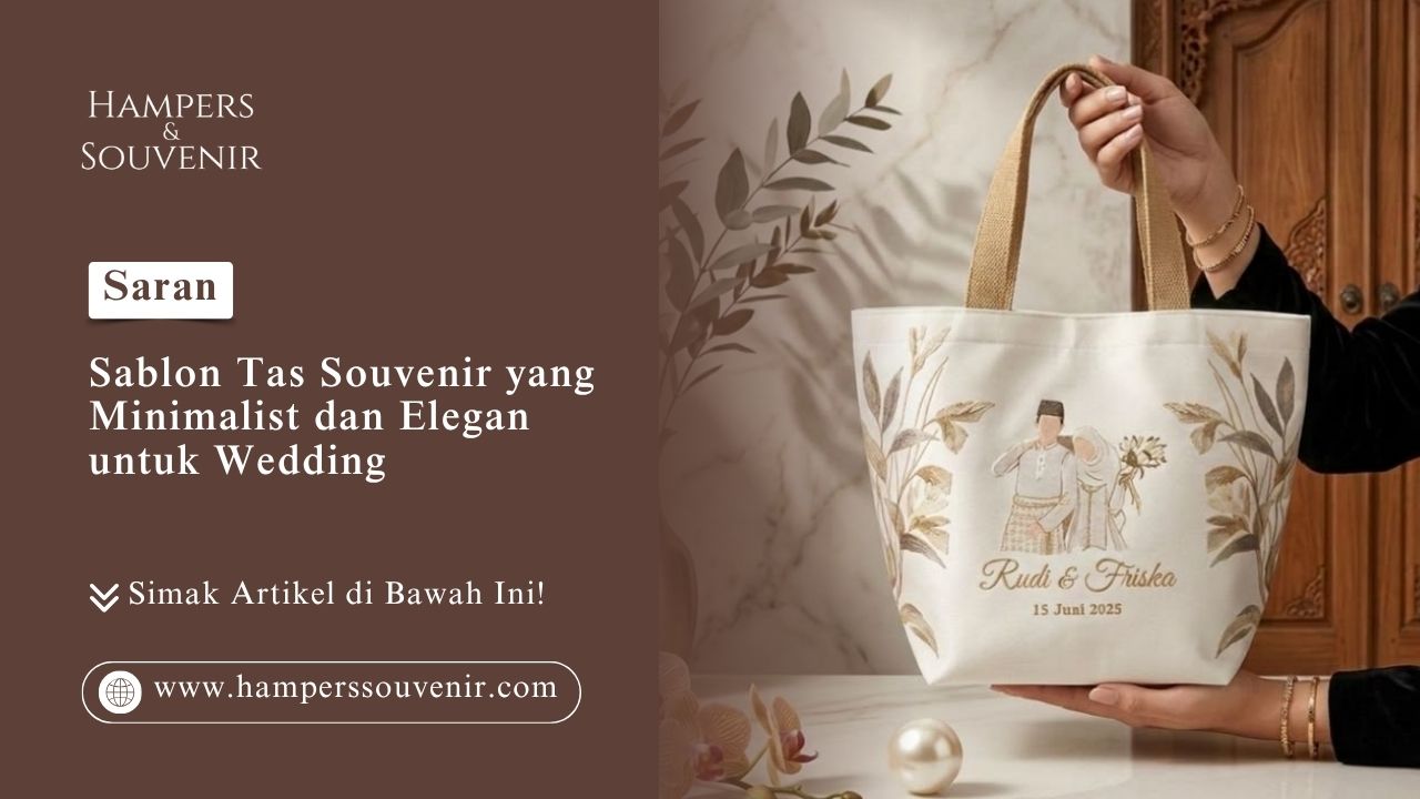 Sablon tas souvenir yang minimalist dan elegan untuk wedding dari Hamperssouvenir